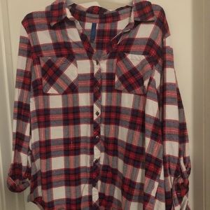Red, Purple and White Flannel with Sparkles XL